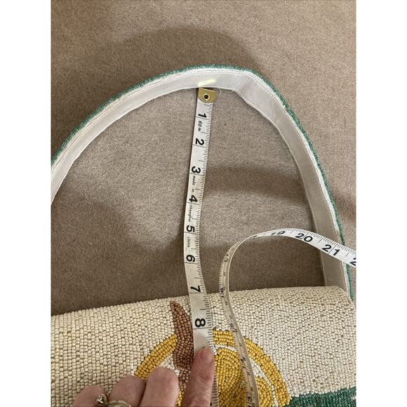 Viral Handcrafted In India Beach Sun Beaded Bag Purse New Aqua Ivory - Picture 9 of 10